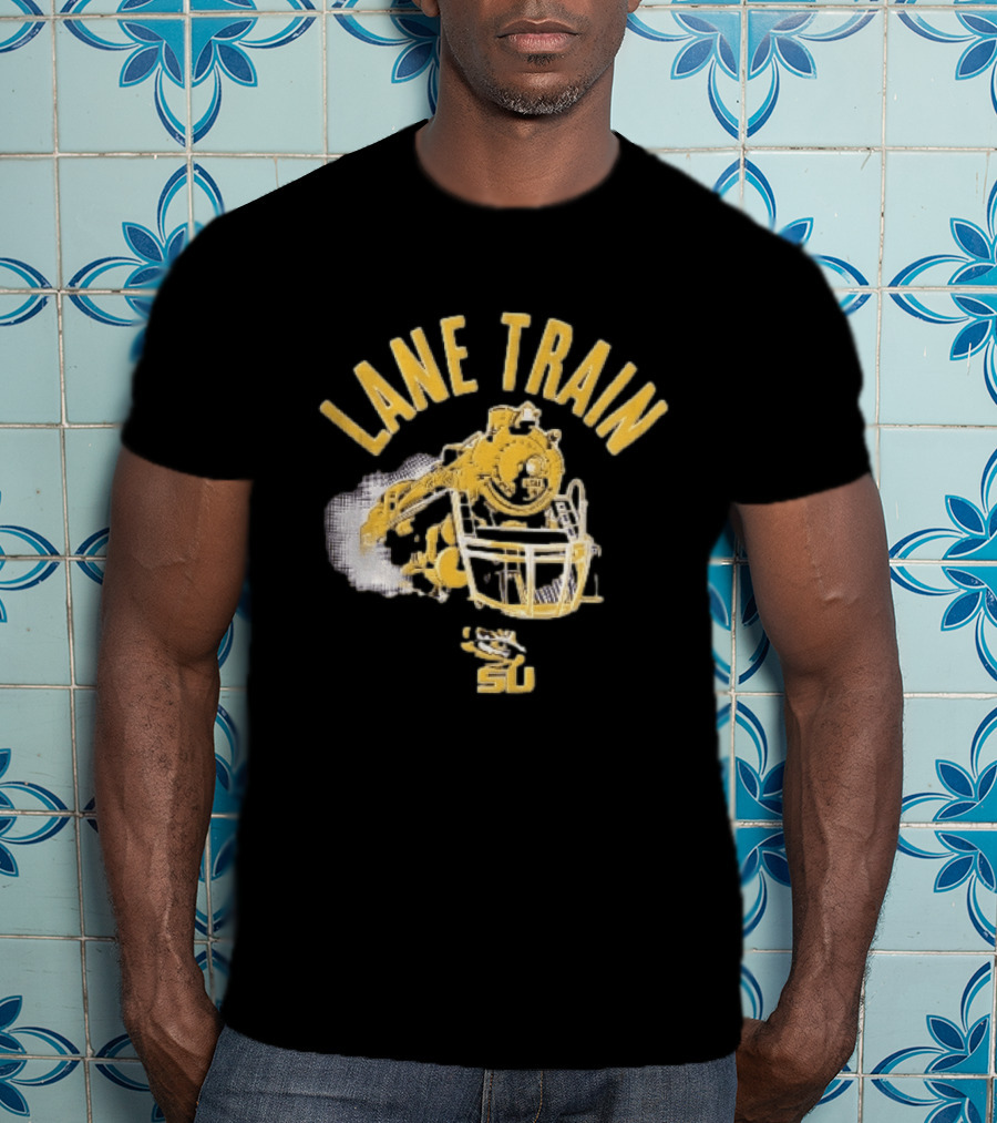 Lane Train Yellow Steam Lsu Tigers NCAA Locomotive Helmet Smoke T-Shirt