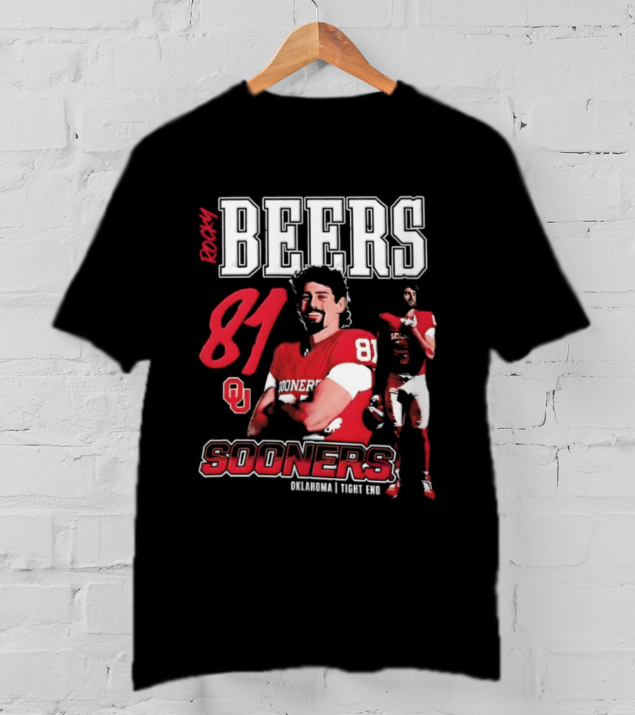 Rocky Beers 81 Oklahoma Sooners Tight End Football Team T-Shirt