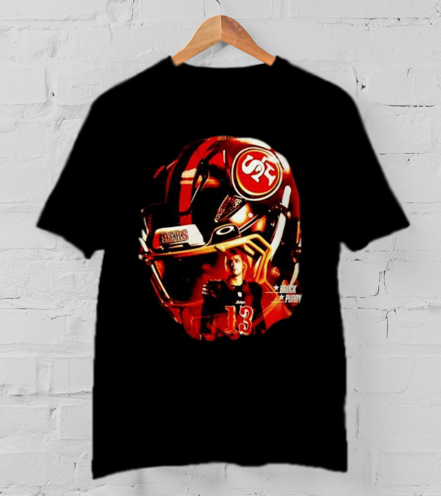 San Francisco 49ers Brock Purdy 13 Football Helmet NFL Night T-Shirt