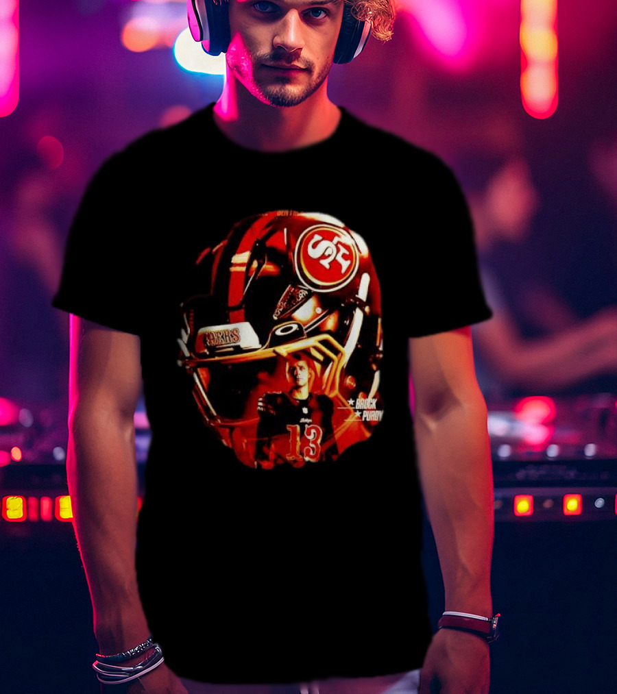 San Francisco 49ers Brock Purdy 13 Football Helmet NFL Night T-Shirt