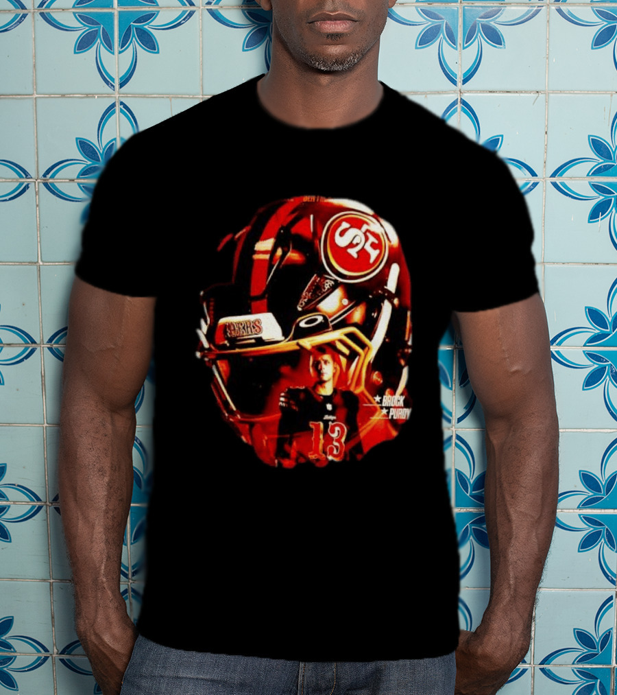 San Francisco 49ers Brock Purdy 13 Football Helmet NFL Night T-Shirt