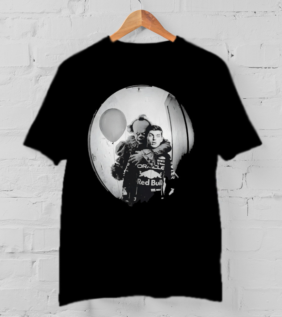 Max Verstappen Red Bull Racing And Pennywise Balloon Halloween Scene T-Shirt