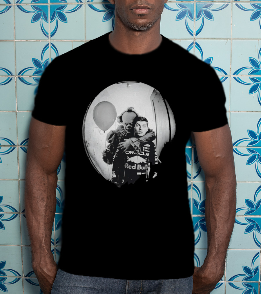 Max Verstappen Red Bull Racing And Pennywise Balloon Halloween Scene T-Shirt
