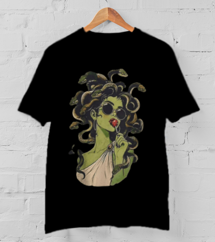 Vintage Medusa With Sunglasses And Lollipop T-Shirt