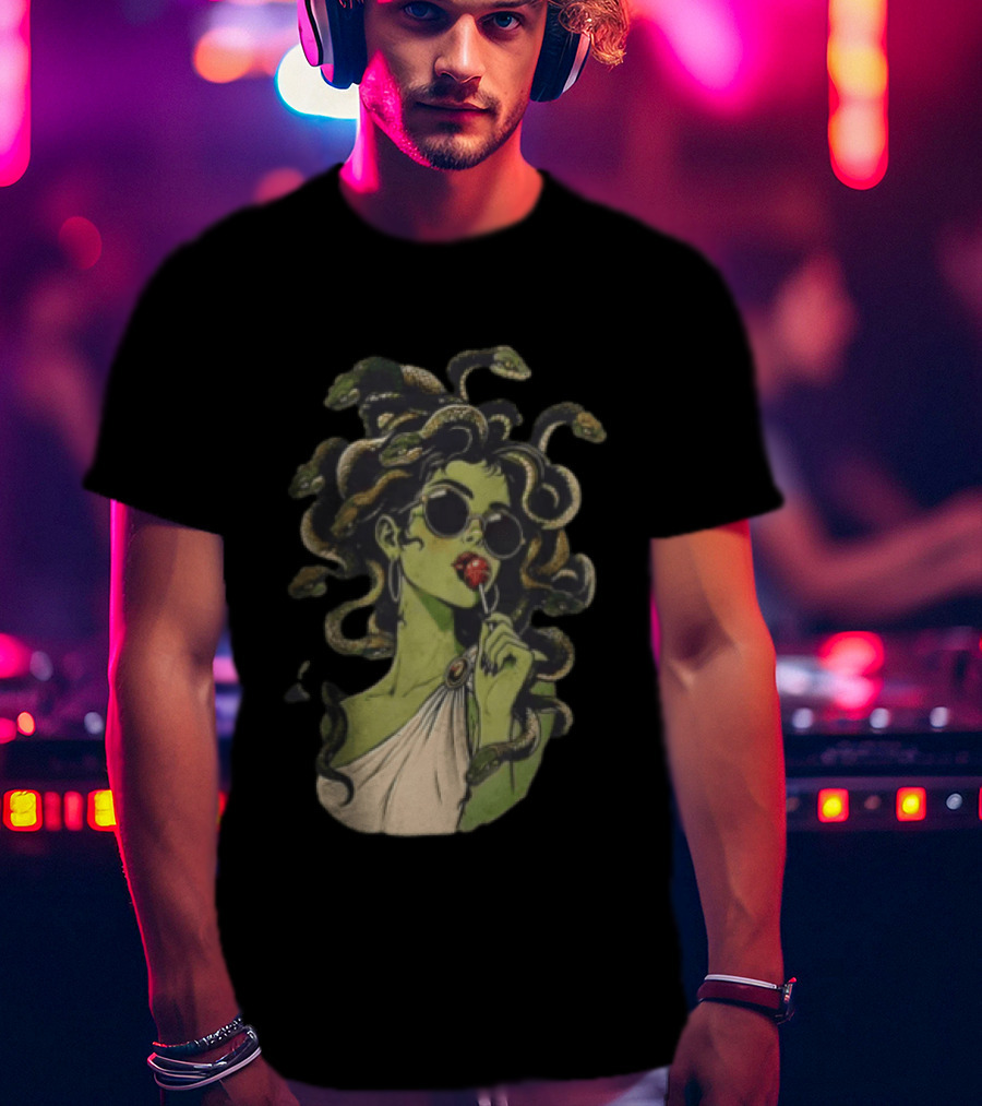 Vintage Medusa With Sunglasses And Lollipop T-Shirt