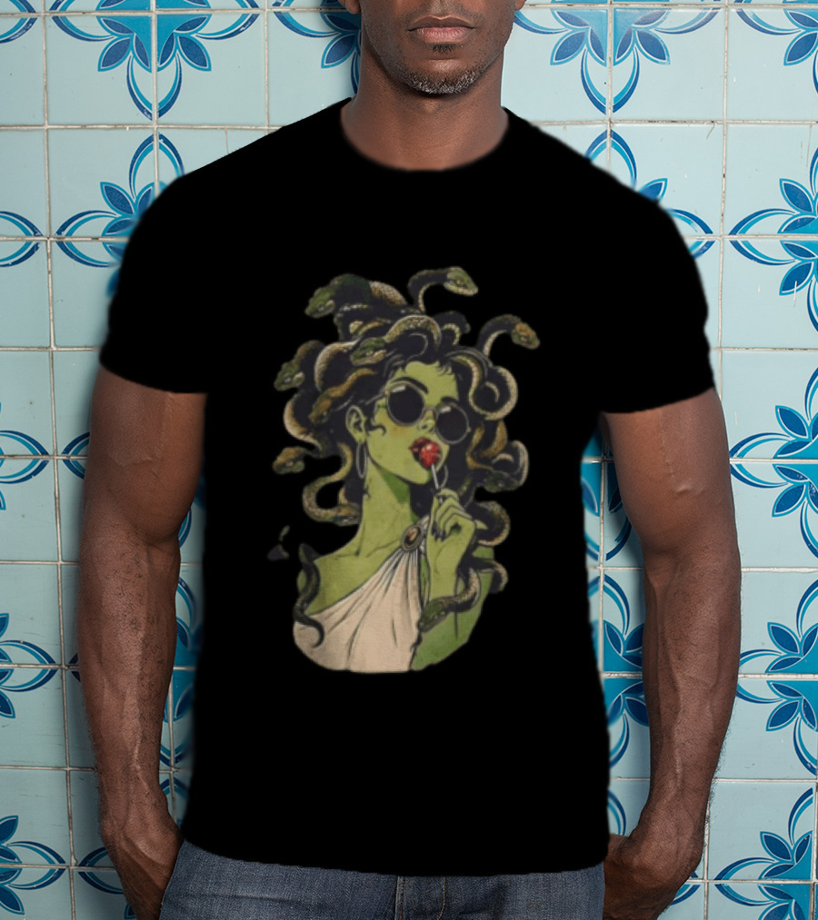 Vintage Medusa With Sunglasses And Lollipop T-Shirt