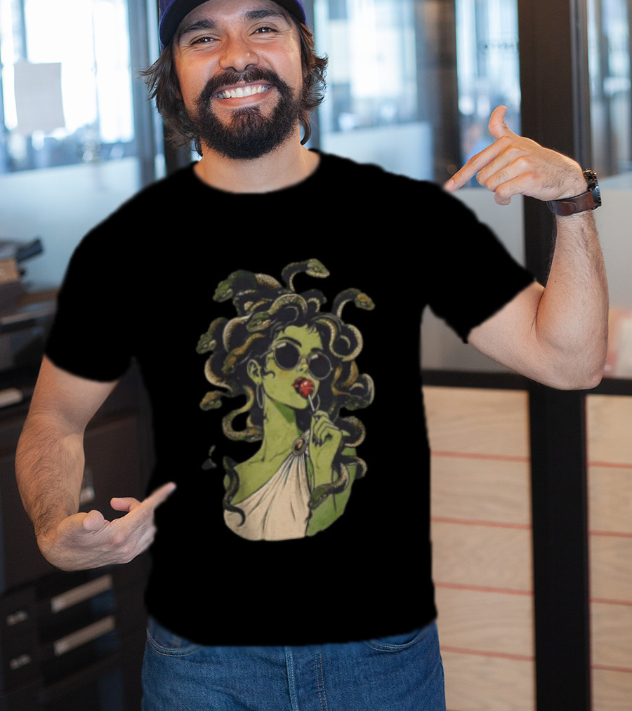 Vintage Medusa With Sunglasses And Lollipop T-Shirt