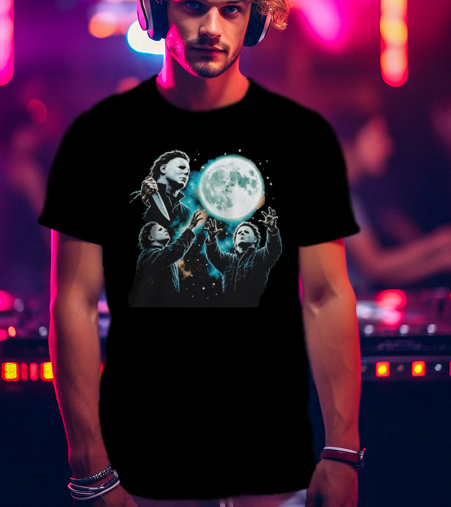 Michael Myers Halloween Moon Knife Scene T-Shirt