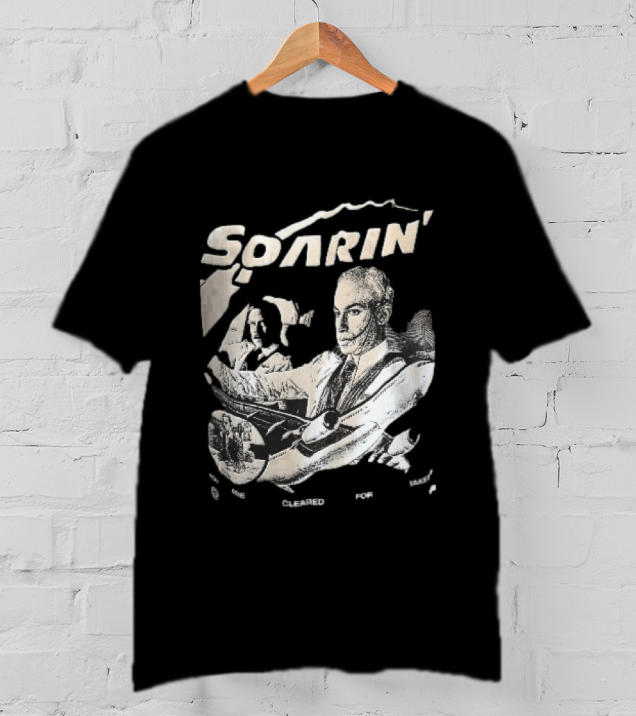Soarin You Are Cleared For Takeoff Pilots Airplane Cockpit Halftone T-Shirt