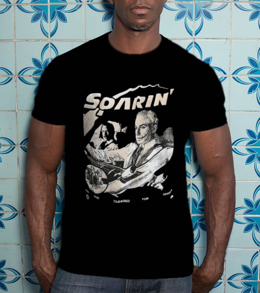 Soarin You Are Cleared For Takeoff Pilots Airplane Cockpit Halftone T-Shirt