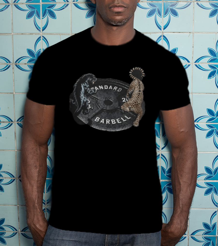 Standard Barbell 45 LB Black Panther Leopard Crawling Weight Plate T-Shirt