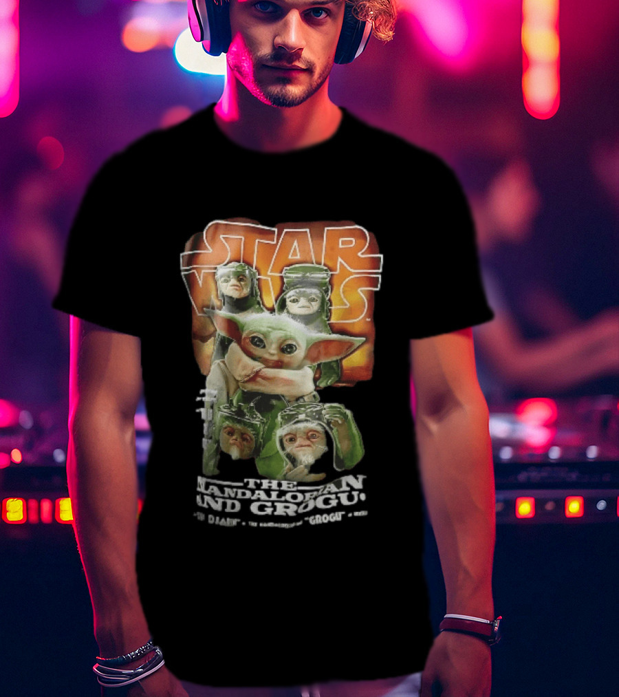 Star Wars The Mandalorian Grogu Din Djarin Anzellan Droidsmiths Collage This Is Way T-Shirt