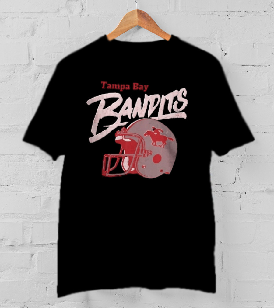 Tampa Bay Bandits Football Helmet Horseback Rider Distressed T-Shirt