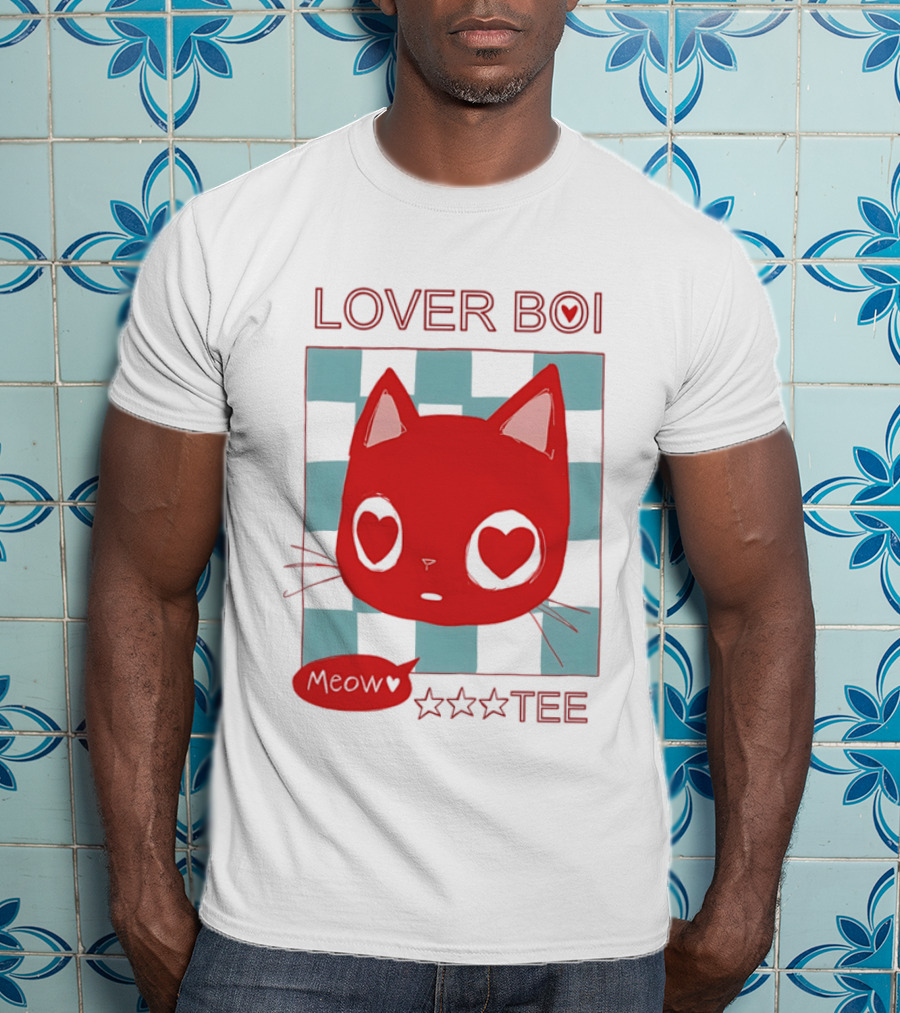 Lover Boi Meow Red Cat Star T-Shirt