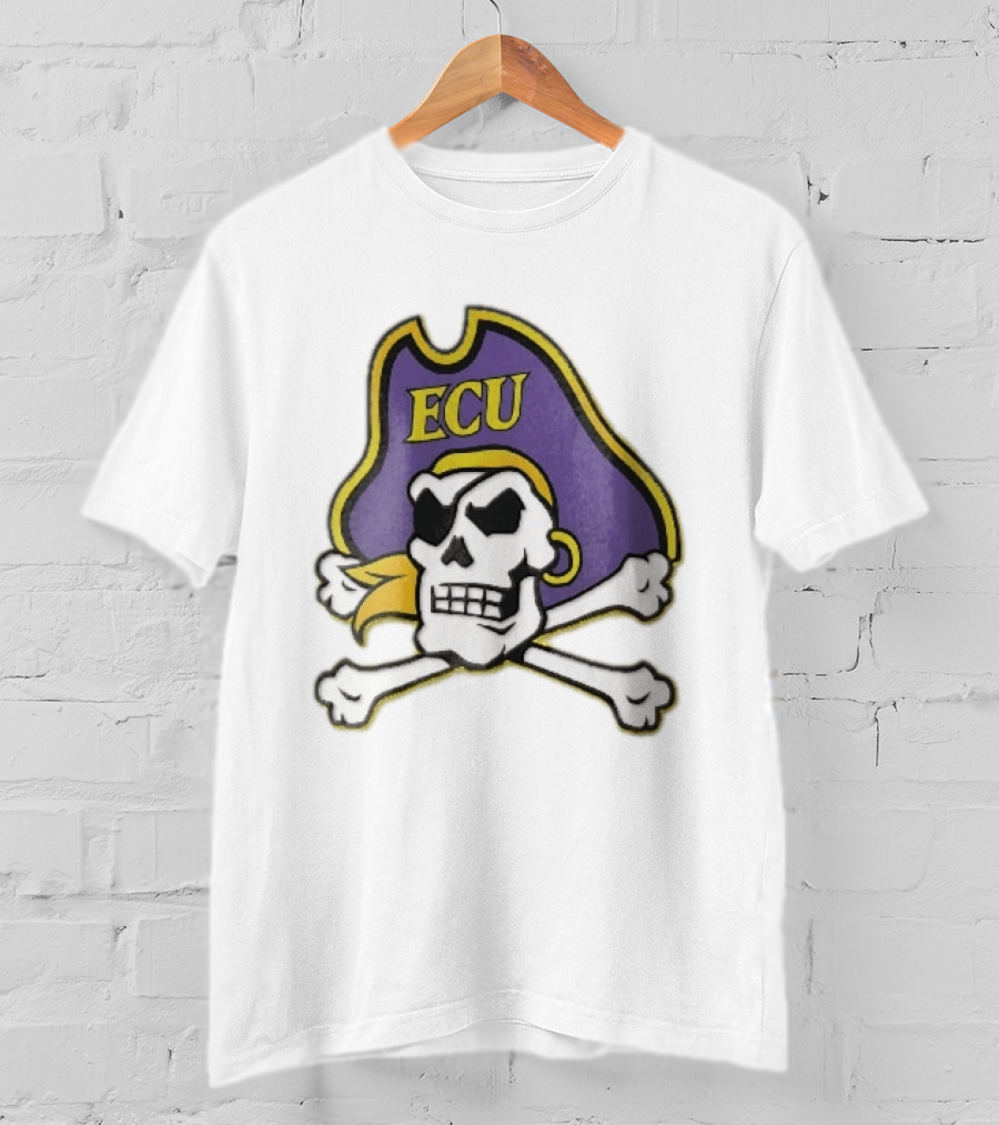 ECU Pirates Skull Crossbones Eyepatch Bandana NCAA T-Shirt