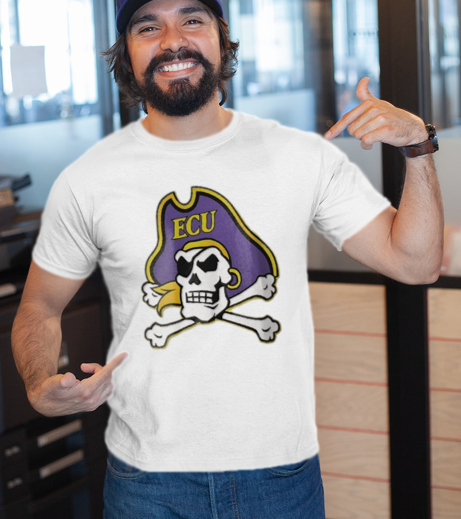 ECU Pirates Skull Crossbones Eyepatch Bandana NCAA T-Shirt