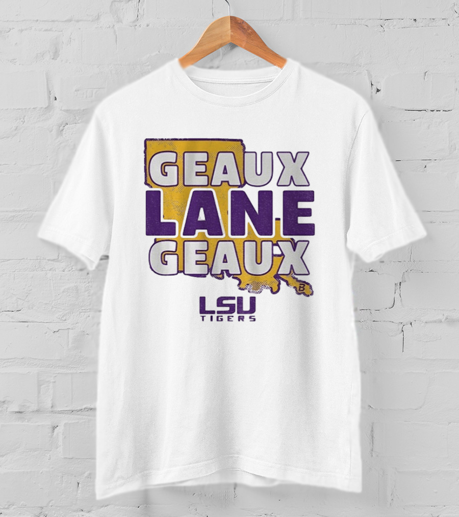 LSU Tigers Geaux Lane Geaux Football Louisiana Map T-Shirt