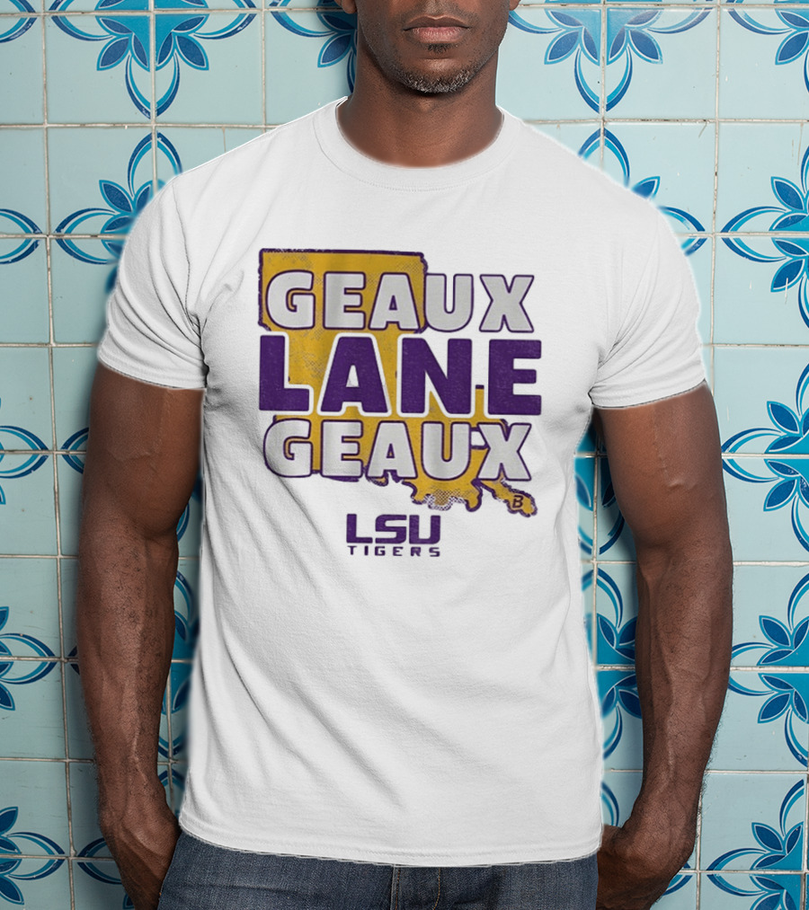LSU Tigers Geaux Lane Geaux Football Louisiana Map T-Shirt