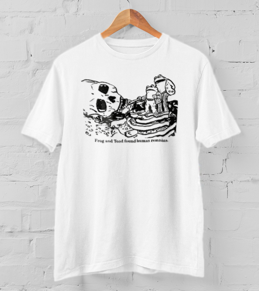 Frog And Toad Found Human Remains Cartoon Skeleton Skull Drawing T-Shirt