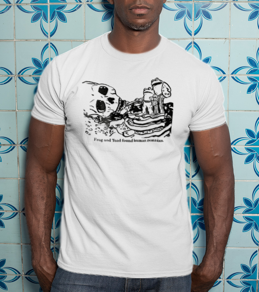 Frog And Toad Found Human Remains Cartoon Skeleton Skull Drawing T-Shirt
