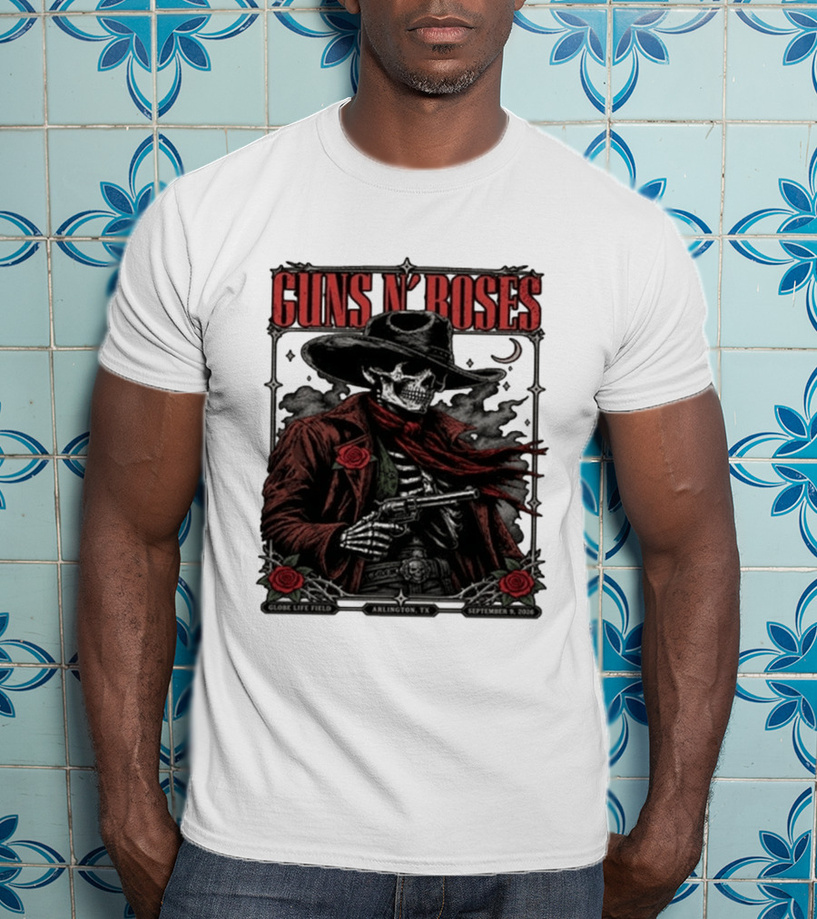 Guns N' Roses Skeleton Cowboy Globe Life Field Arlington TX September 9 2026 T-Shirt