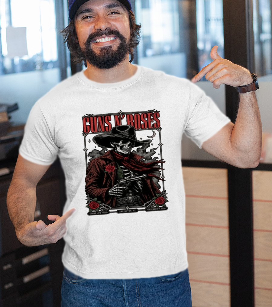 Guns N' Roses Skeleton Cowboy Globe Life Field Arlington TX September 9 2026 T-Shirt