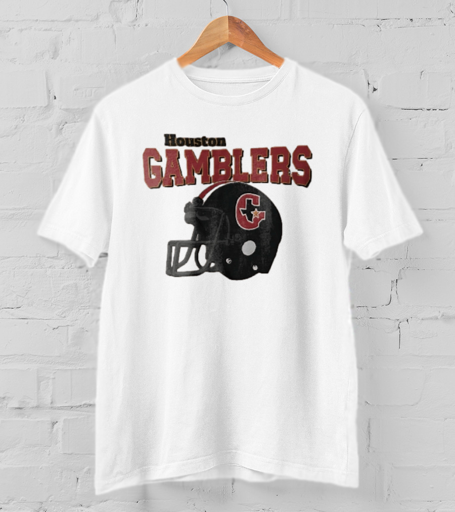 Houston Gamblers Distressed Football Helmet T-Shirt