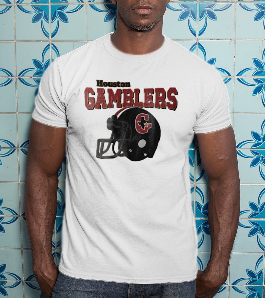 Houston Gamblers Distressed Football Helmet T-Shirt