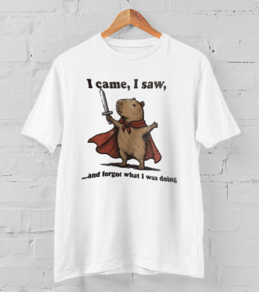 I Came I Saw Capybara Wearing Red Cape Holding Sword Forgot What I Was Doing T-Shirt
