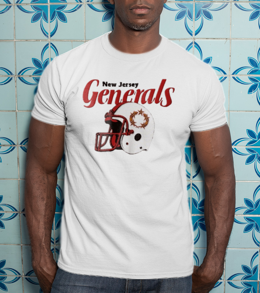 New Jersey Generals Distressed Helmet Five Stars T-Shirt
