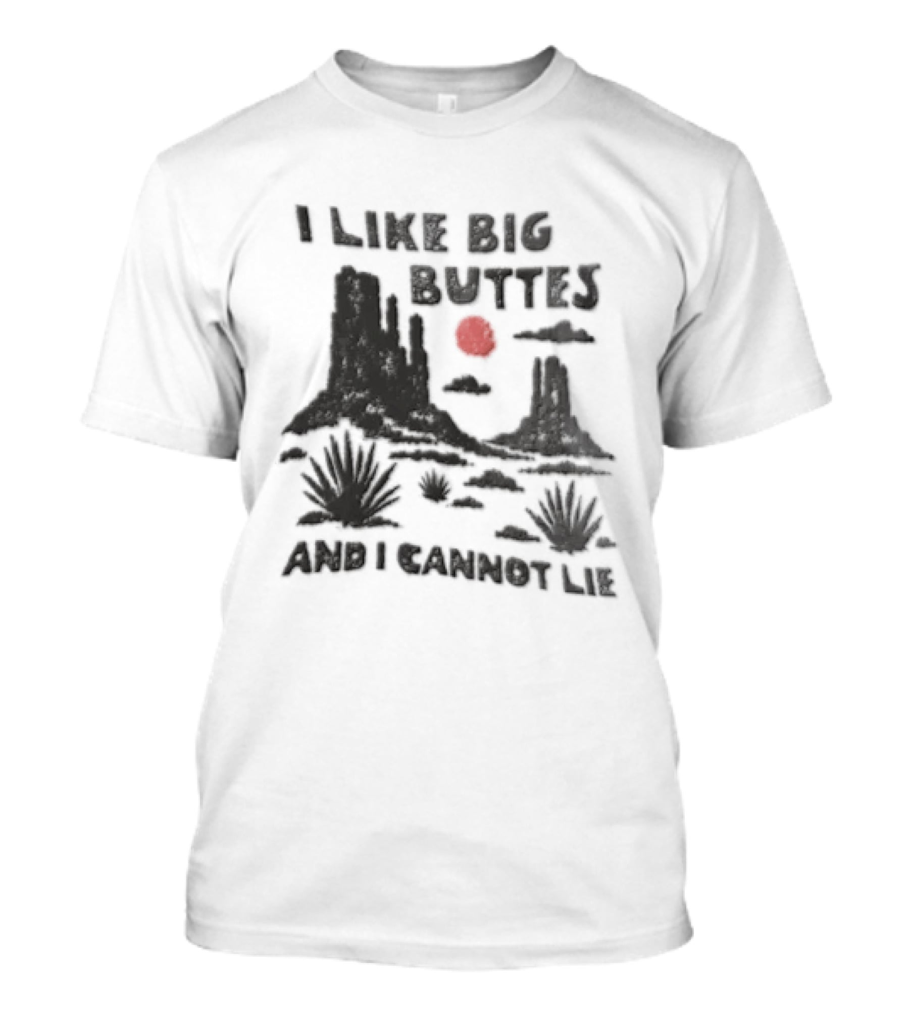I Like Big Buttes And I Cannot Lie Desert Landscape Cactus Sunset Red Sun T-Shirt