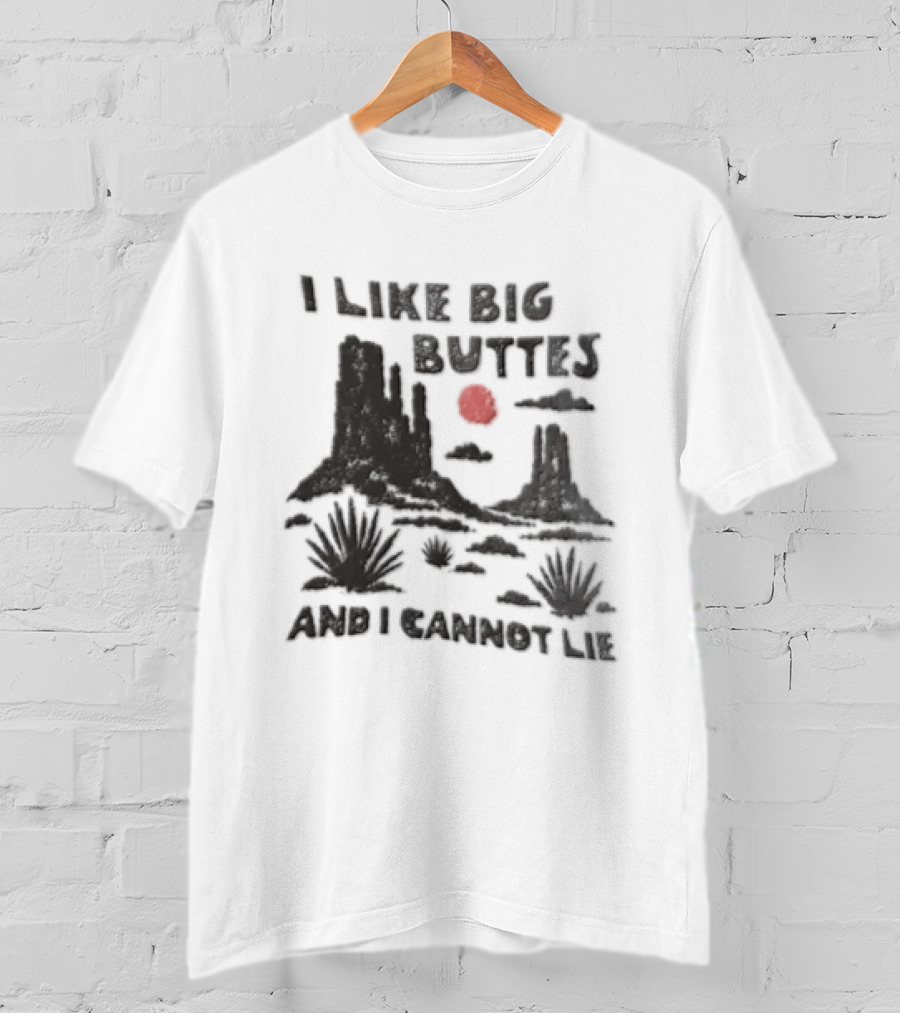 I Like Big Buttes And I Cannot Lie Desert Landscape Cactus Sunset Red Sun T-Shirt