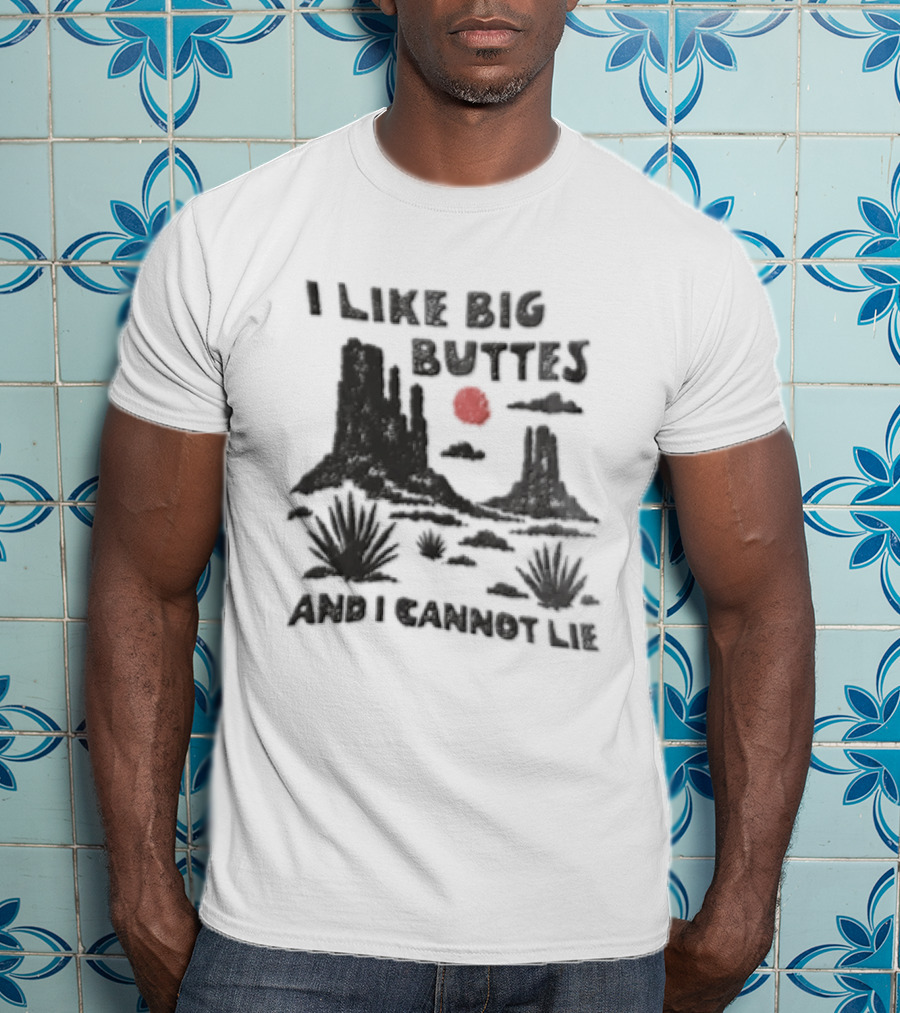I Like Big Buttes And I Cannot Lie Desert Landscape Cactus Sunset Red Sun T-Shirt