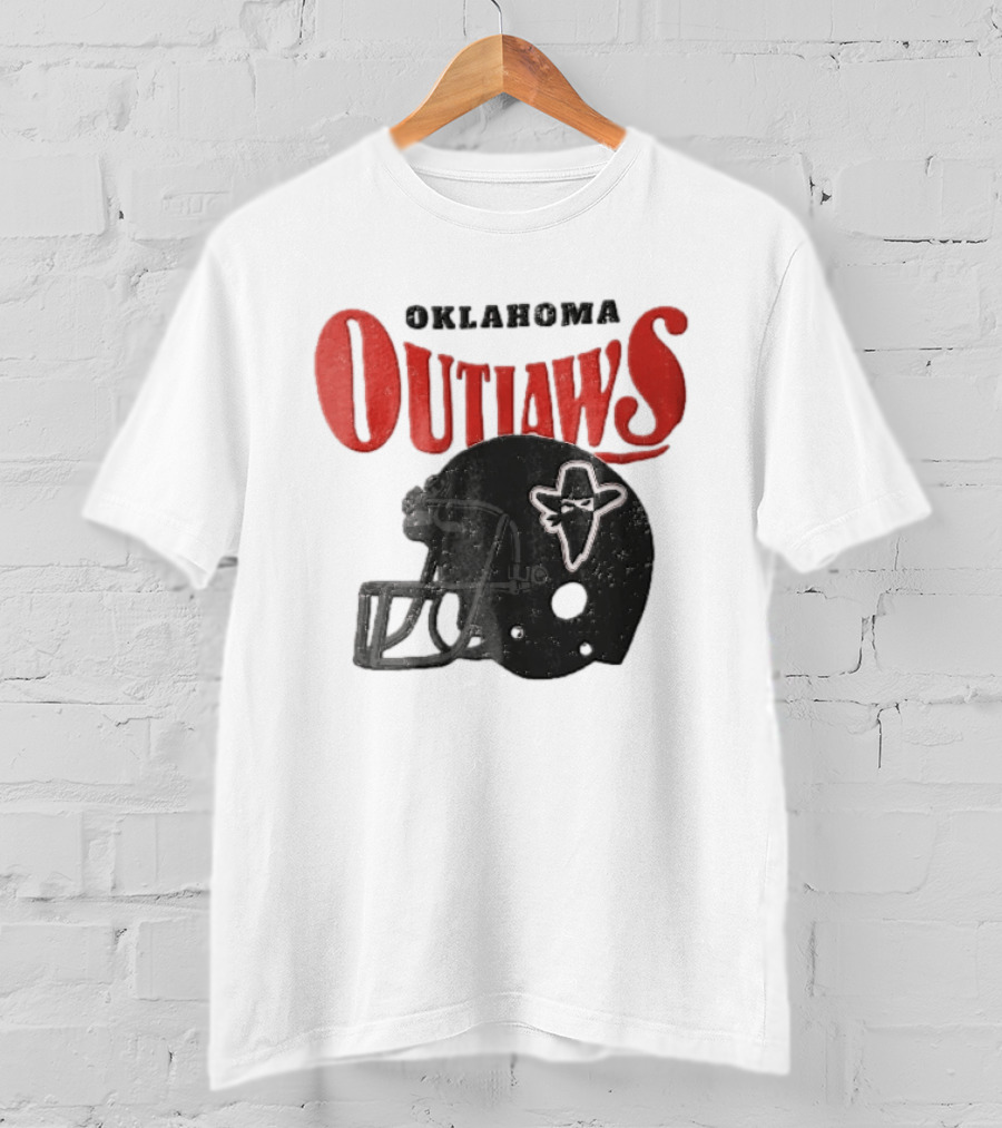 Oklahoma Outlaws Distressed Black Helmet Masked Bandit 2025 T-Shirt
