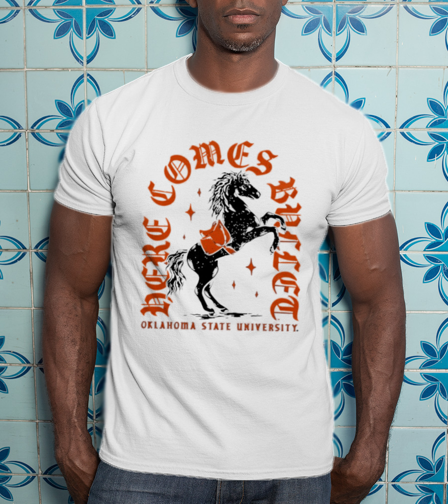 Oklahoma State University Here Comes Bullet Horse Riding Spirit T-Shirt