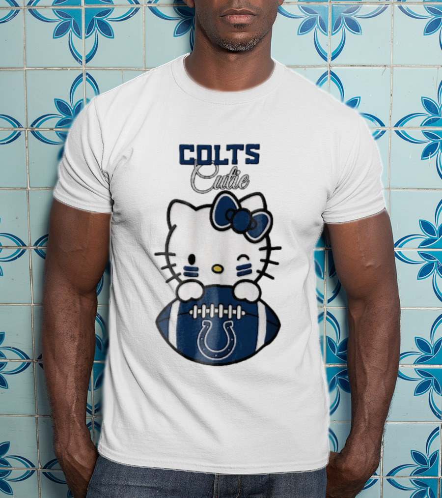 Indianapolis Colts Cutie Cartoon Cat Football Bow T-Shirt