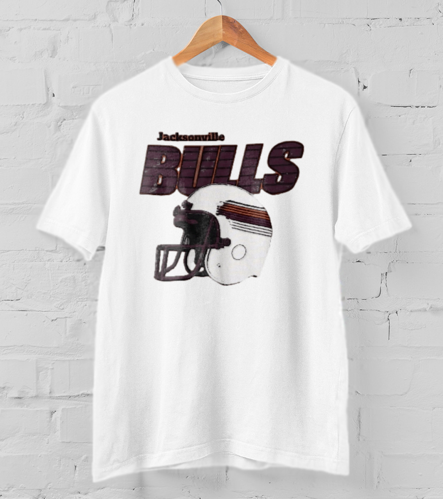 Jacksonville Bulls USFL Distressed Football Helmet T-Shirt