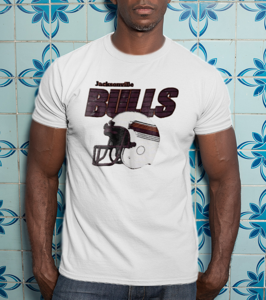 Jacksonville Bulls USFL Distressed Football Helmet T-Shirt