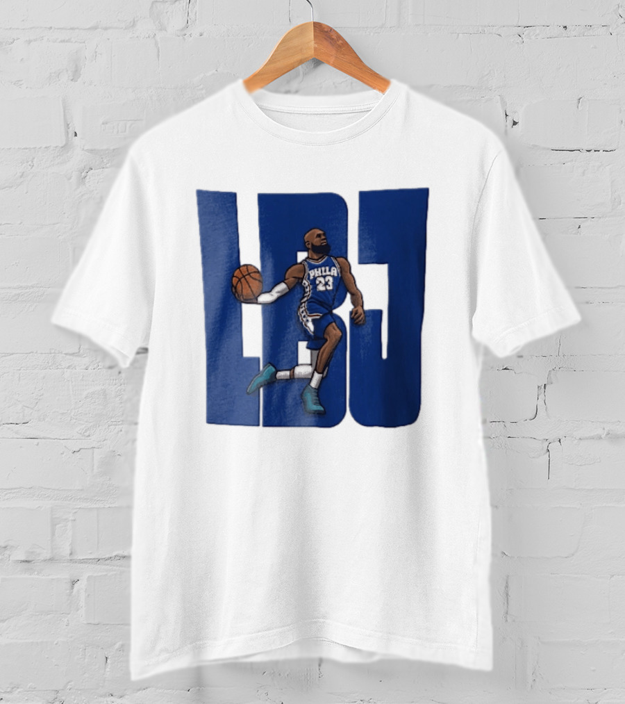 Philadelphia 76ers Phila 23 Cartoon Caricature Basketball Player Dribbling Lbj T-Shirt