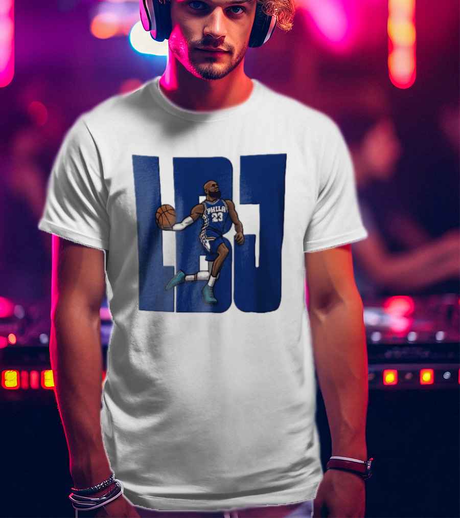 Philadelphia 76ers Phila 23 Cartoon Caricature Basketball Player Dribbling Lbj T-Shirt