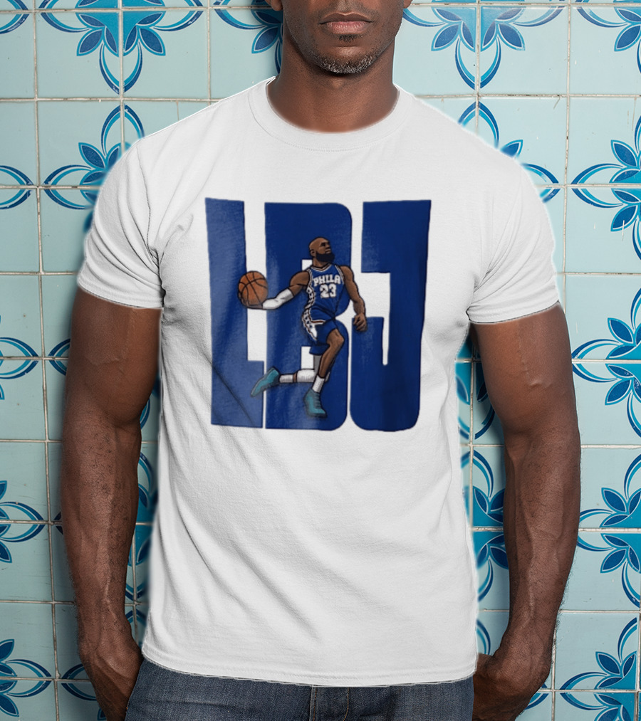Philadelphia 76ers Phila 23 Cartoon Caricature Basketball Player Dribbling Lbj T-Shirt