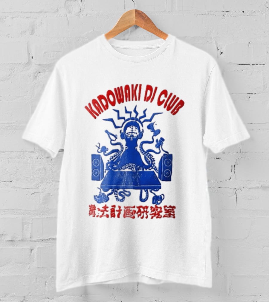Kadowaki Dj Club Blue Octopus Turntable Brain Headphones Speakers 2024 T-Shirt