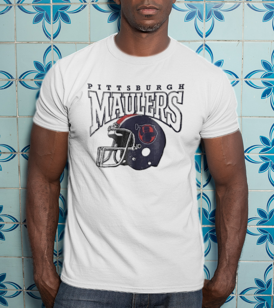 Pittsburgh Maulers Distressed Steelworker Football Helmet T-Shirt