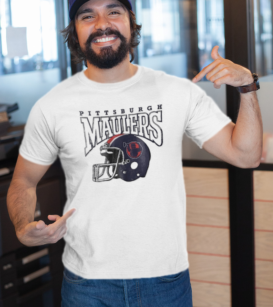 Pittsburgh Maulers Distressed Steelworker Football Helmet T-Shirt