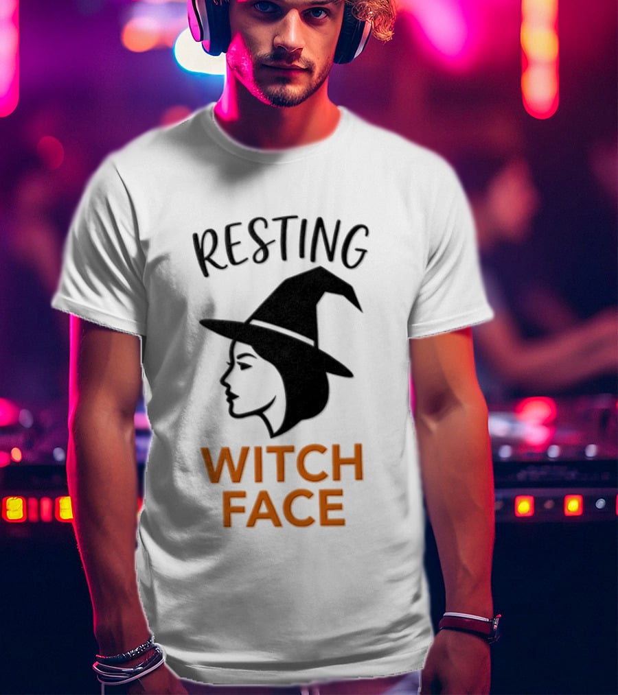 Resting Witch Face Halloween Witch Hat T-Shirt