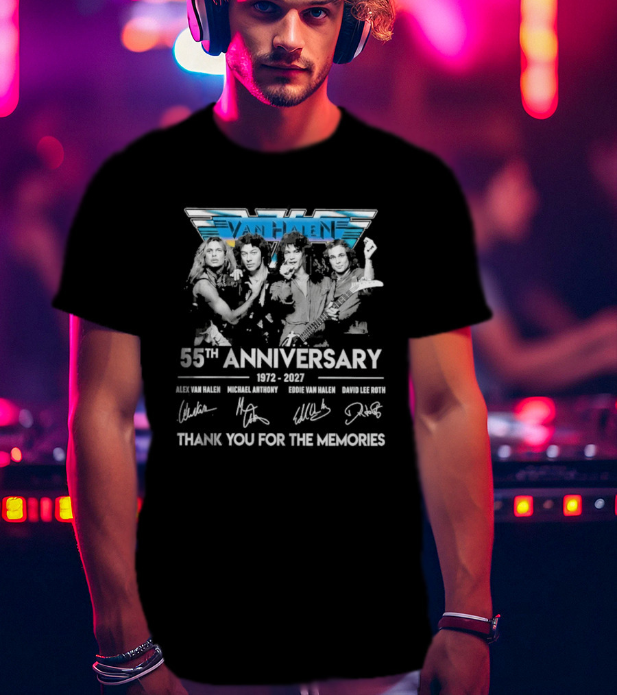 Van Halen 55th Anniversary 1972 2027 Thank You For The Memories Alex Eddie Michael David Signatures T-Shirt