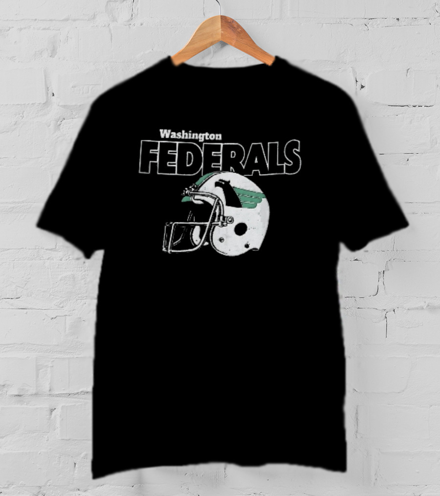 Washington Federals Distressed Football Helmet Green Eagle T-Shirt