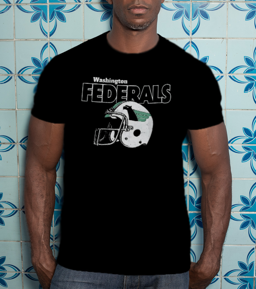 Washington Federals Distressed Football Helmet Green Eagle T-Shirt