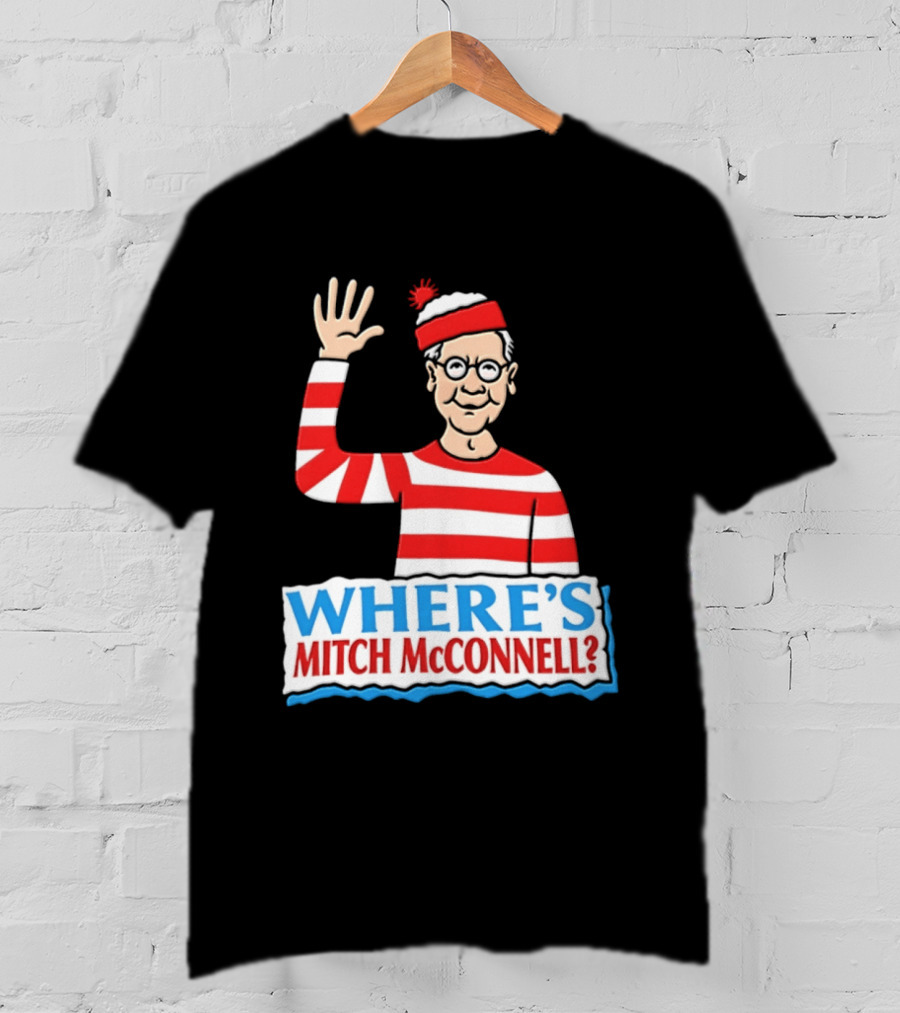 Where's Mitch McConnell Red White Stripes Waving T-Shirt
