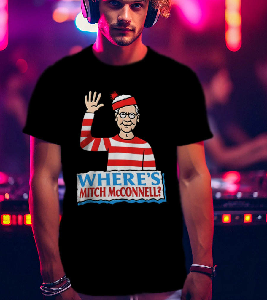 Where's Mitch McConnell Red White Stripes Waving T-Shirt